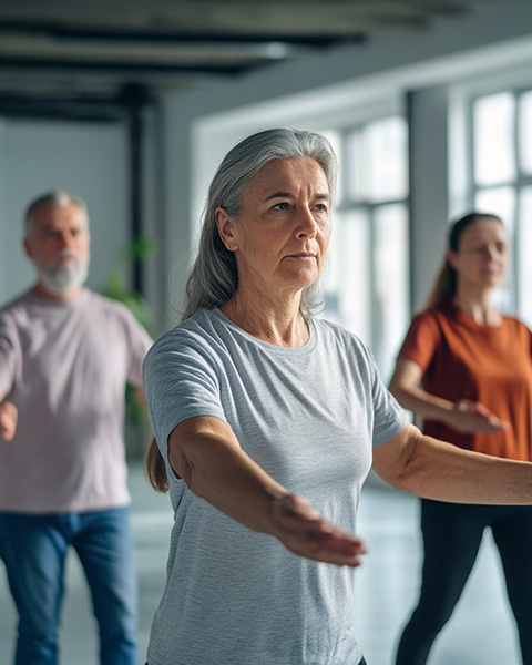 A veteran practicing qi gong with the Warriors at Ease and Kusala Healing Arts in Mooresville, NC.